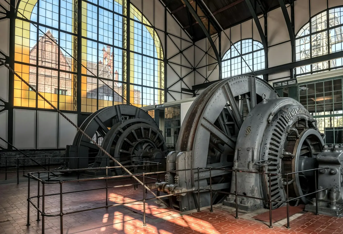 An industrial turbine hall
